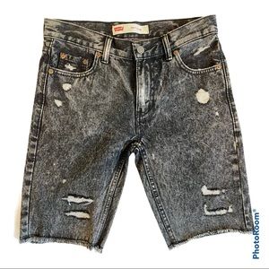 Levi’s Frayed Acid Wash Black Bermuda Shorts 27